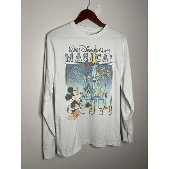 Disney Unisex Small White Long Sleeve Retro Graphic Tshirt - Picture 2 of 4